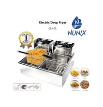 Nunix Commercial 2 Chamber Electric Chips/Chicken Deep Fryer